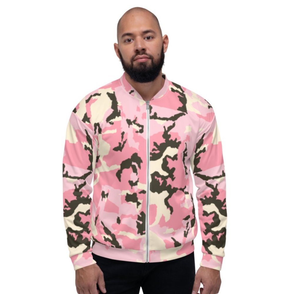 PINK CAMO Pattern Unisex Bomber Jacket.